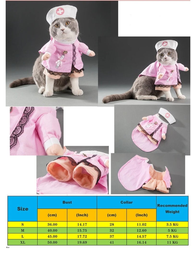 A.M Dog Costume Nurse Clothes Halloween Cat Nurse Outfit Small Animal Funny Holiday Apparel for Puppy Kitten Rabbit Piggy nurse dog clothes - Image 2