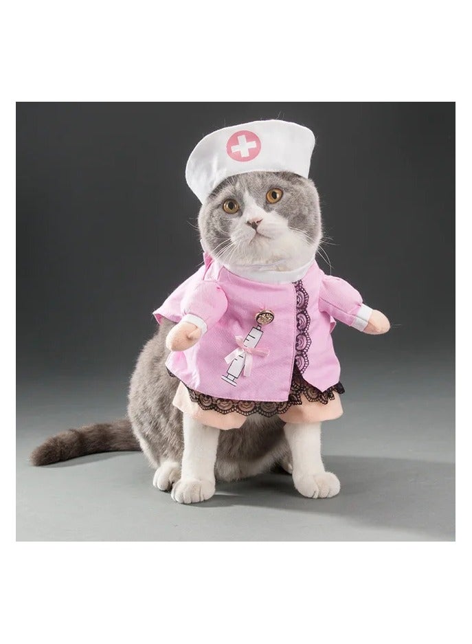 A.M Dog Costume Nurse Clothes Halloween Cat Nurse Outfit Small Animal Funny Holiday Apparel for Puppy Kitten Rabbit Piggy nurse dog clothes - Image 3