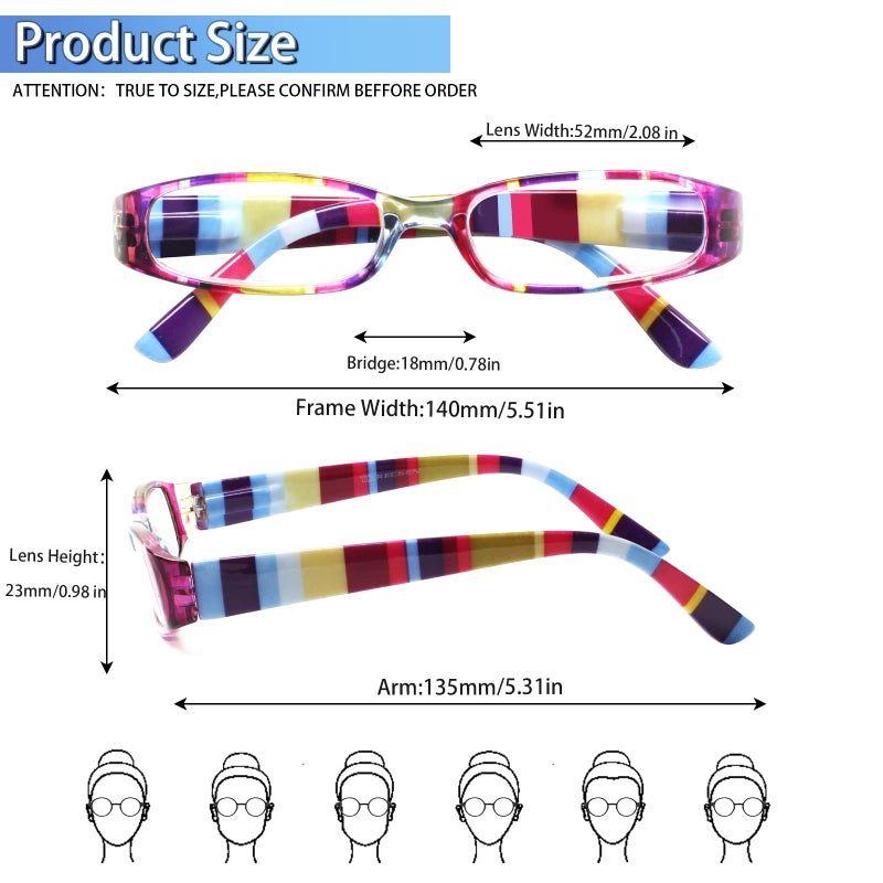 Kerecsen 4 Pack Reading Glasses For Women Colorful Readers Spring Hinge Fashion Ladies Eyeglasses (Colourful-2  1.75  Multiplier_X) - Image 2