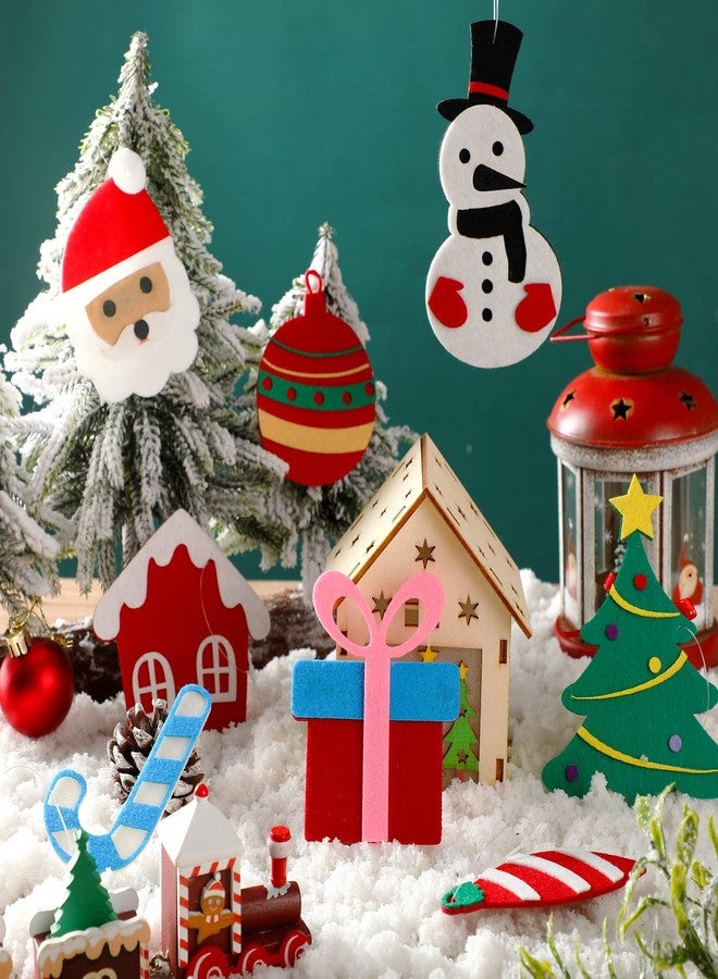 Zhanmai 50 Pcs Felt Christmas Tree Ornament Bulk Mini Xmas DIY Craft Santa Gingerbread Man Snowman Snowflakes Reindeer Hanging Decorations for New Year Door Wall Party Decorations Xmas Handmade Gifts - Image 3