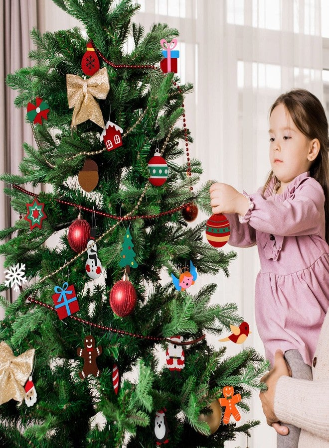 Zhanmai 50 Pcs Felt Christmas Tree Ornament Bulk Mini Xmas DIY Craft Santa Gingerbread Man Snowman Snowflakes Reindeer Hanging Decorations for New Year Door Wall Party Decorations Xmas Handmade Gifts - Image 4