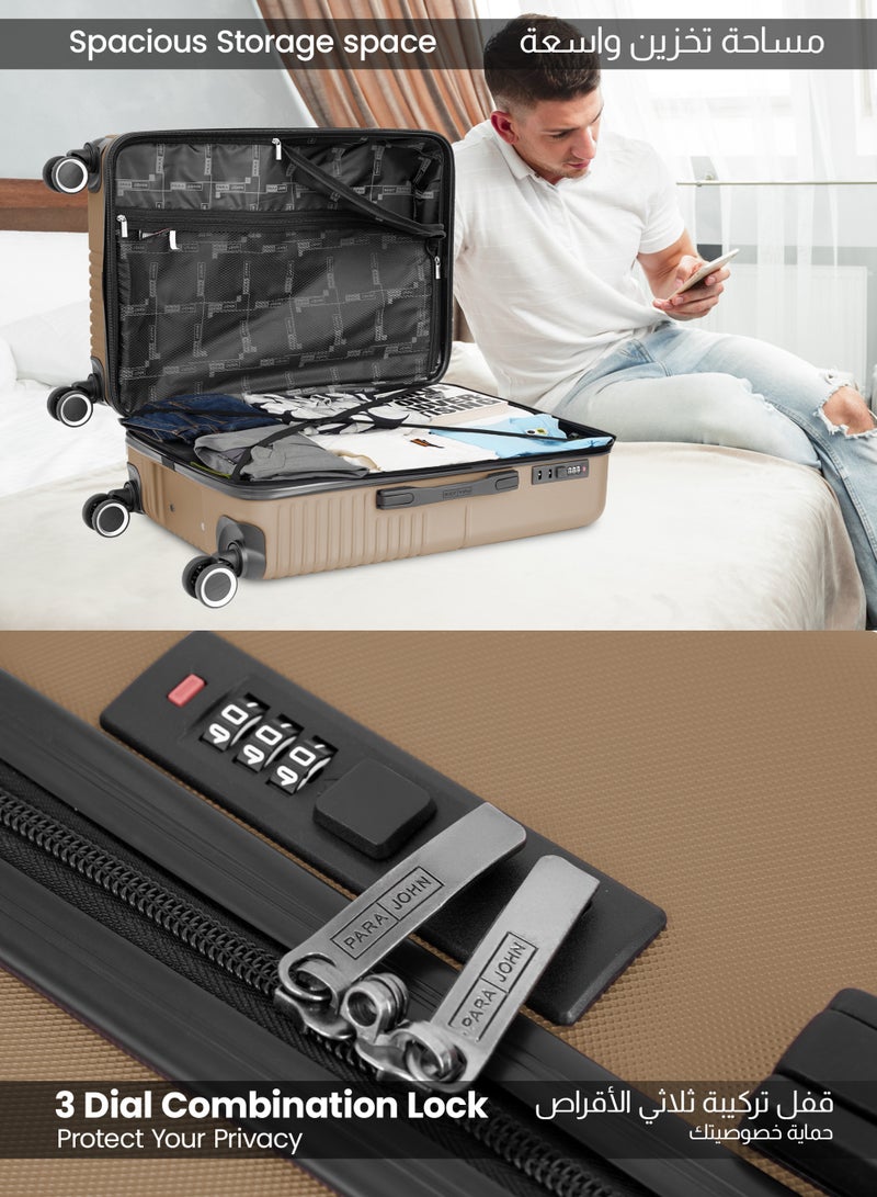 PARAJOHN Strato Lightweight ABS Hard Side 8 Spinner Wheels Luggage checked-in Trolley Bag with Lock 28 inch - Champagne - Image 3