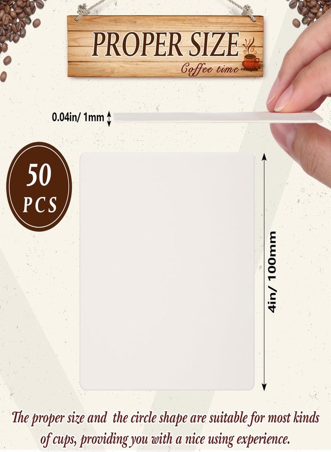 تاوباري مجموعة تاوباري من 50 قطعة من قواعد الأكواب الورقية للاستخدام مرة واحدة، قواعد أكواب مربعة فارغة من الورق المقوى مقاس 4 بوصات للمشروبات والأعمال اليدوية وحفلات الزفاف (أبيض) - Image 3