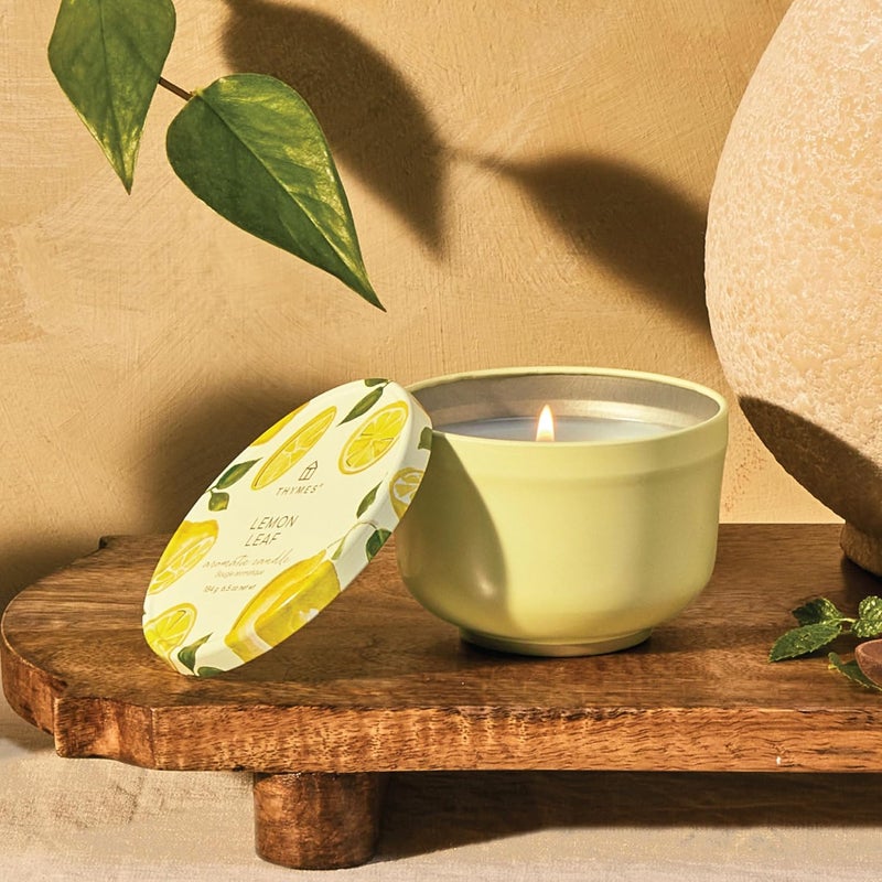 Thymes Lemon Leaf Scented Candle  Candles for Home Scented with Dewy Leaves Crisp White Wood Accord Lily of The Valley Lemon Verbena Bergamot Oil  Geranium Blooms  Luxury Candles 65 oz - Image 2
