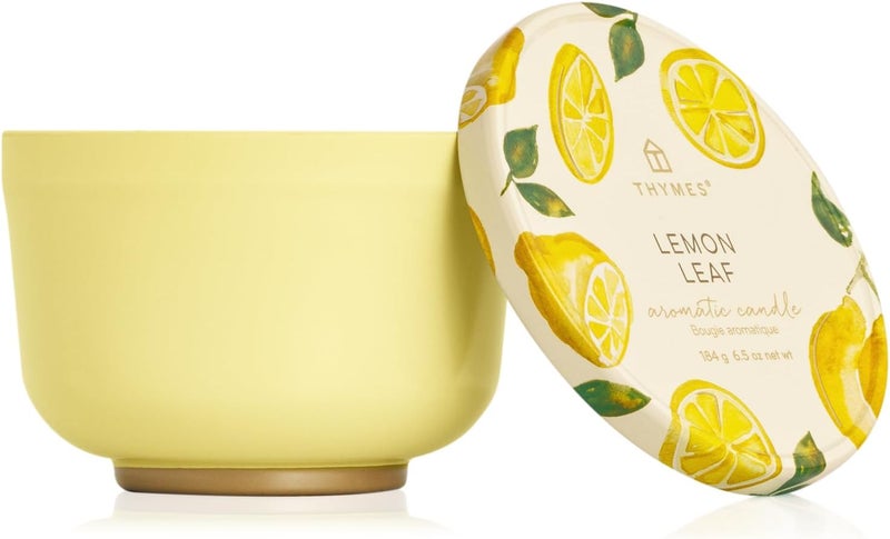 Thymes Lemon Leaf Scented Candle  Candles for Home Scented with Dewy Leaves Crisp White Wood Accord Lily of The Valley Lemon Verbena Bergamot Oil  Geranium Blooms  Luxury Candles 65 oz - Image 1