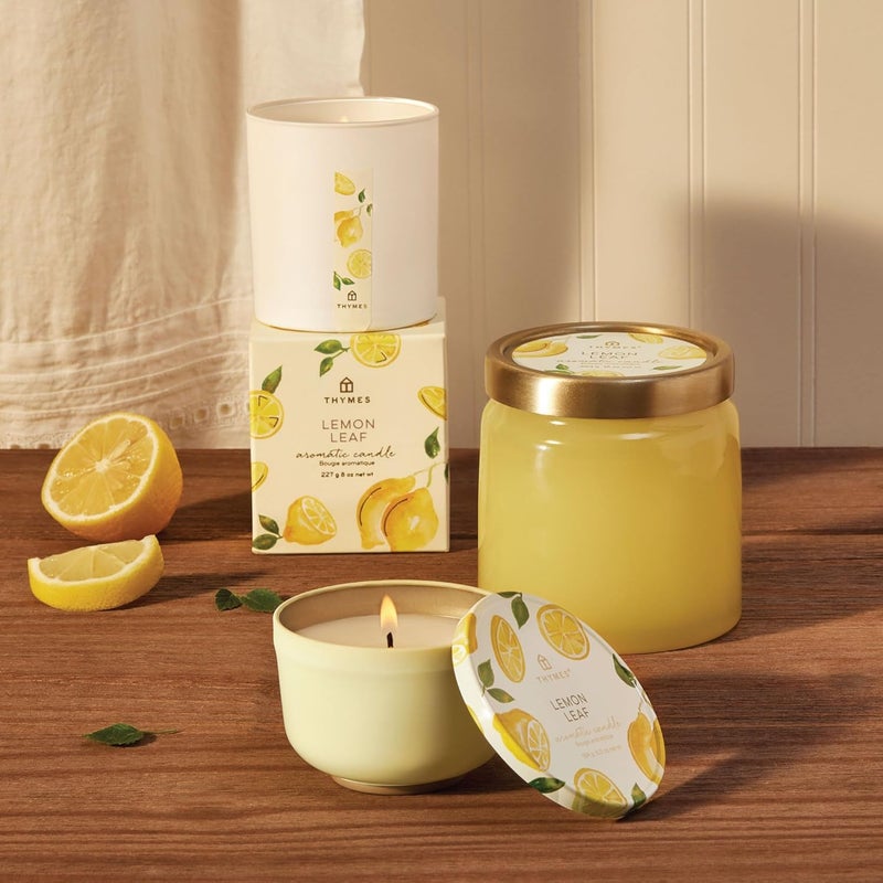 Thymes Lemon Leaf Scented Candle  Candles for Home Scented with Dewy Leaves Crisp White Wood Accord Lily of The Valley Lemon Verbena Bergamot Oil  Geranium Blooms  Luxury Candles 65 oz - Image 5