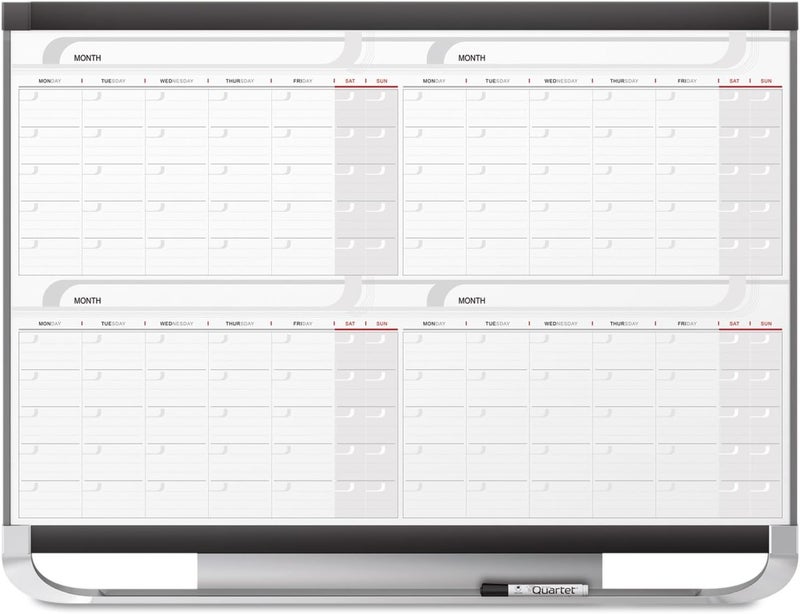 Quartet Quartet Dry Erase Calendar Board Magnetic Whiteboard Planner 3 x 2 4 Months Total Erase Surface Prestige 2 4MCP23P2  - Image 1