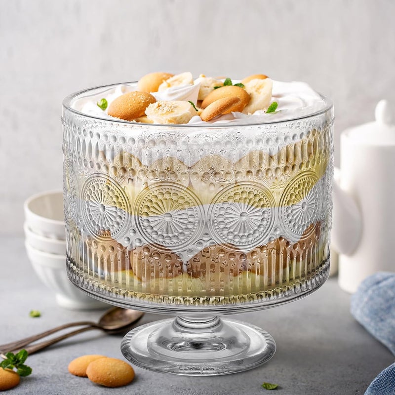 MOLIGOU Glass Trifle Bowl, 110 oz Trifle Bowl with Pedestal, Trifle Serving Dish for Layered Dessert, Fruit, Salad - Image 5