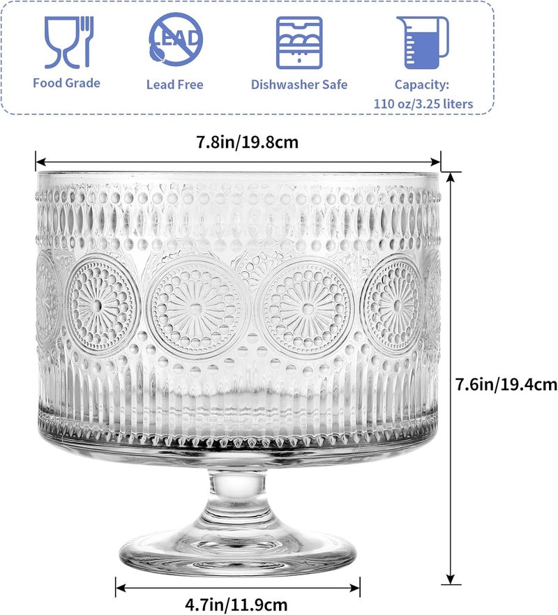 MOLIGOU Glass Trifle Bowl, 110 oz Trifle Bowl with Pedestal, Trifle Serving Dish for Layered Dessert, Fruit, Salad - Image 3