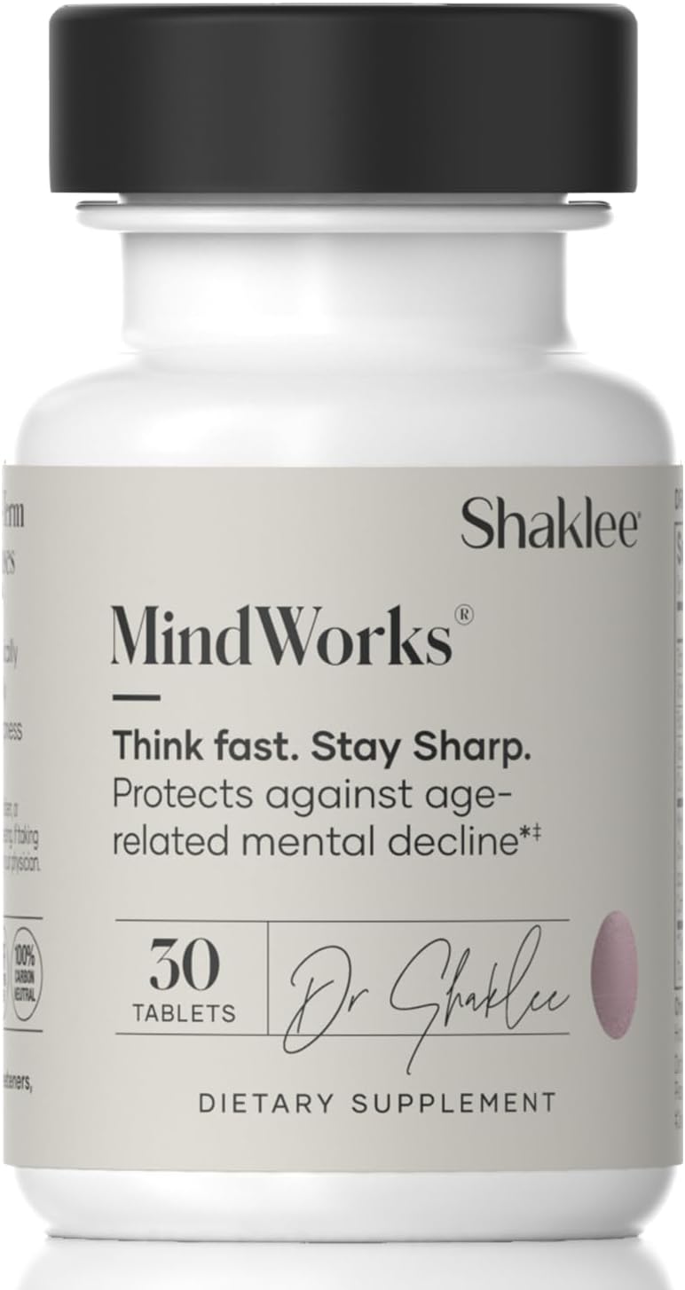 Shaklee MindWorks  Brain Health Supplement for Brain Sharpness  Focus  Supported Nutrients  Extracts  Chardonnay Grape Seed Polyphenols Guarana Extract Vitamins B6 B12 Folate  30 Tablets - Image 1