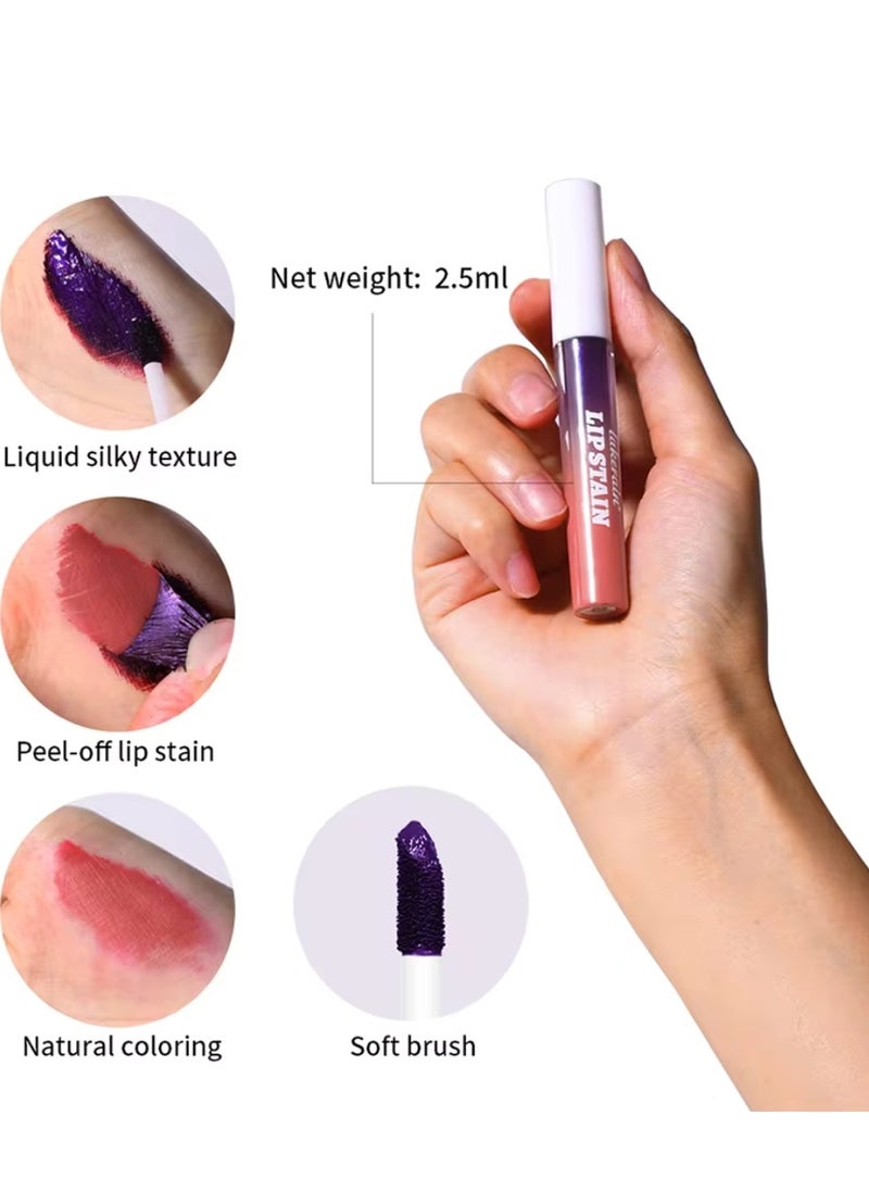 lakerain - Peel Off Lip Stain Lipstick Peel Off Lip Color Stain Long Lasting Lip Stain Peel Off Infused Sweat Proof Waterproof Long Lasting Highly Pigmented Matte Lipstick Cool Rose 02 - Image 1