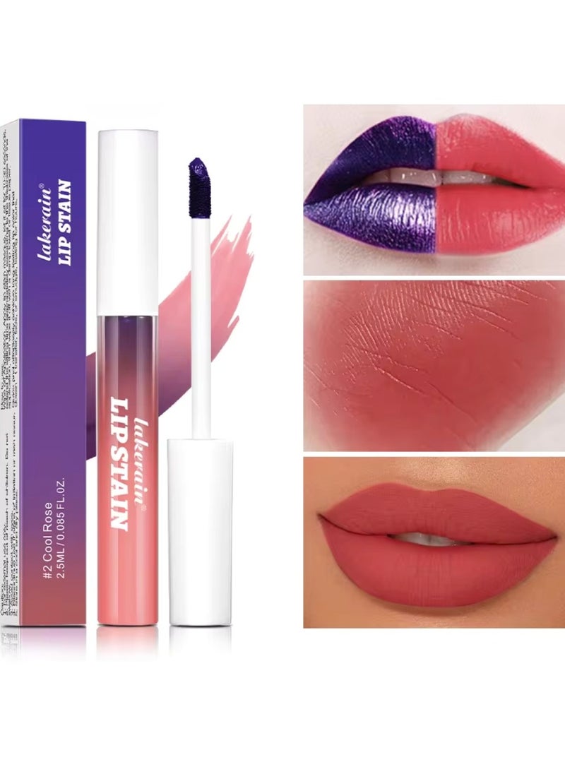 lakerain - Peel Off Lip Stain Lipstick Peel Off Lip Color Stain Long Lasting Lip Stain Peel Off Infused Sweat Proof Waterproof Long Lasting Highly Pigmented Matte Lipstick Cool Rose 02 - Image 1