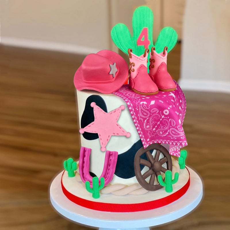 KEEPARTY Cowgirl Cake Decorations Cowgirl Hat and Boot Cake Toppers Western Cowboy Cowgirl Birthday Baby Shower for Western Theme Party Favors Supplies - Image 5