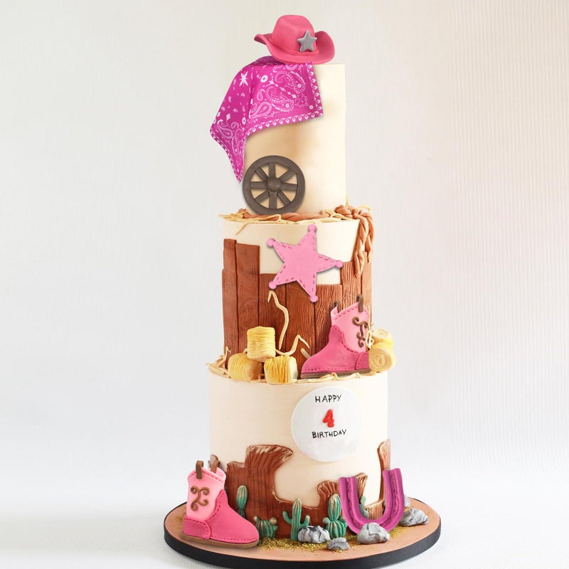 KEEPARTY Cowgirl Cake Decorations Cowgirl Hat and Boot Cake Toppers Western Cowboy Cowgirl Birthday Baby Shower for Western Theme Party Favors Supplies - Image 3