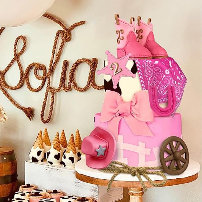 KEEPARTY Cowgirl Cake Decorations Cowgirl Hat and Boot Cake Toppers Western Cowboy Cowgirl Birthday Baby Shower for Western Theme Party Favors Supplies - Image 4