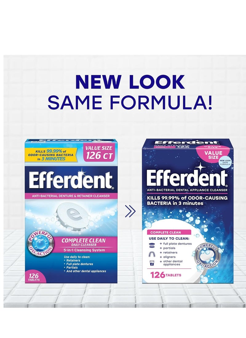 Efferdent Efferdent Retainer Cleaning Tablets, Denture Cleanser Tablets for Dental Appliances, Complete Clean, 126 Tablets  - Image 2