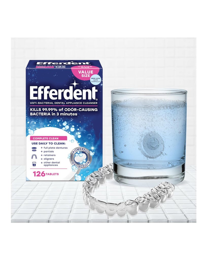 Efferdent Efferdent Retainer Cleaning Tablets, Denture Cleanser Tablets for Dental Appliances, Complete Clean, 126 Tablets  - Image 5