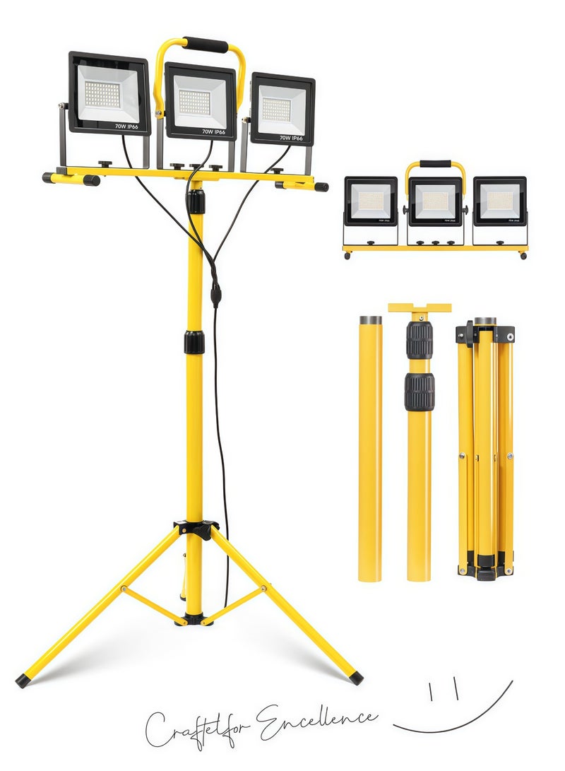 AL-WAHA AL-ZHABIA 3X70W Outdoor Work Light, 210W LED Rotating Flood Light IP66 - 20000LM Desert-Proof Aluminum Spotlight for Construction (Saudi Arabia) - Image 1