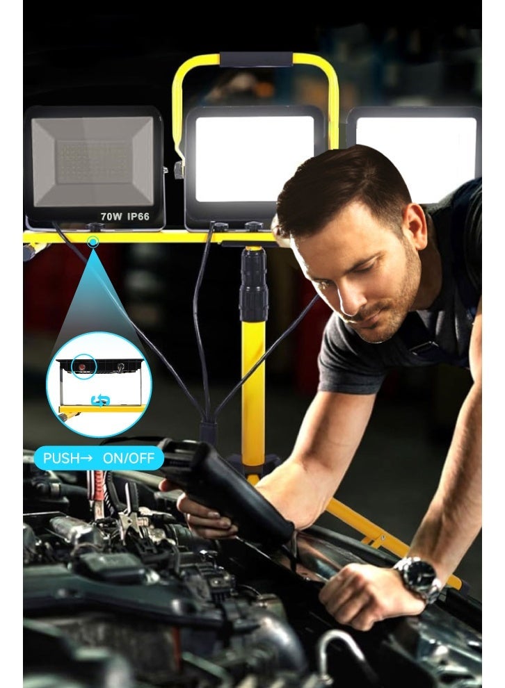 AL-WAHA AL-ZHABIA 3X70W Outdoor Work Light, 210W LED Rotating Flood Light IP66 - 20000LM Desert-Proof Aluminum Spotlight for Construction (Saudi Arabia) - Image 4