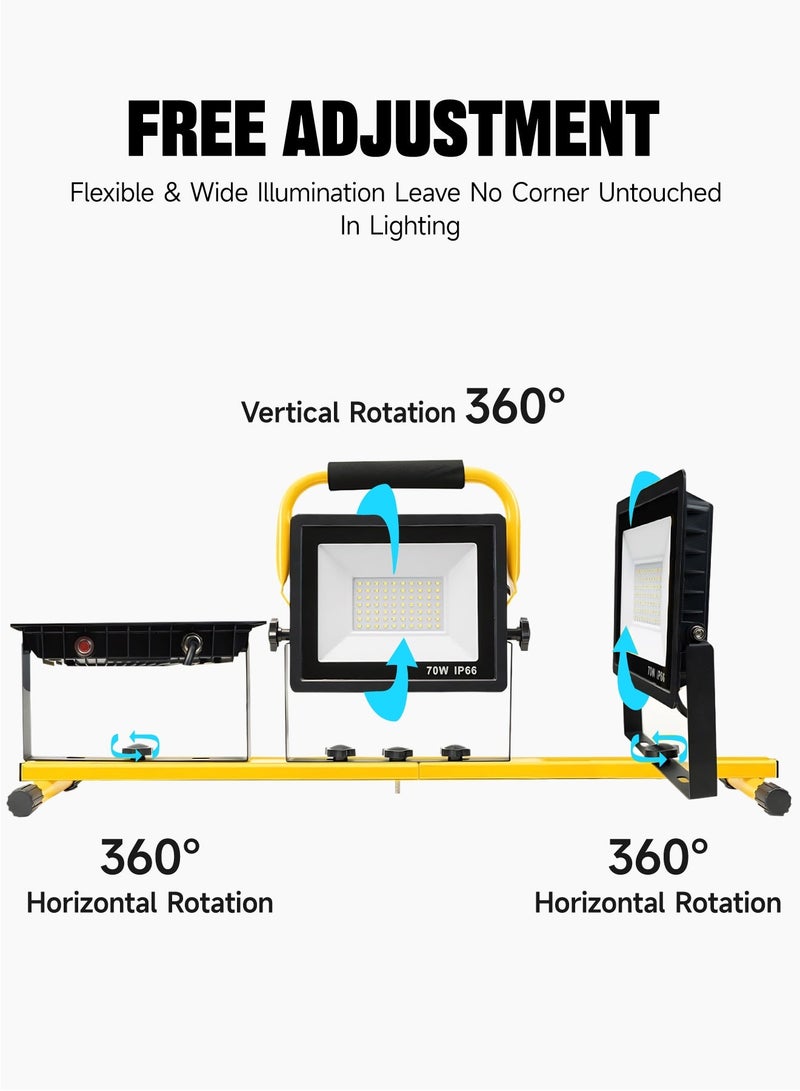 AL-WAHA AL-ZHABIA 3X70W Outdoor Work Light, 210W LED Rotating Flood Light IP66 - 20000LM Desert-Proof Aluminum Spotlight for Construction (Saudi Arabia) - Image 2