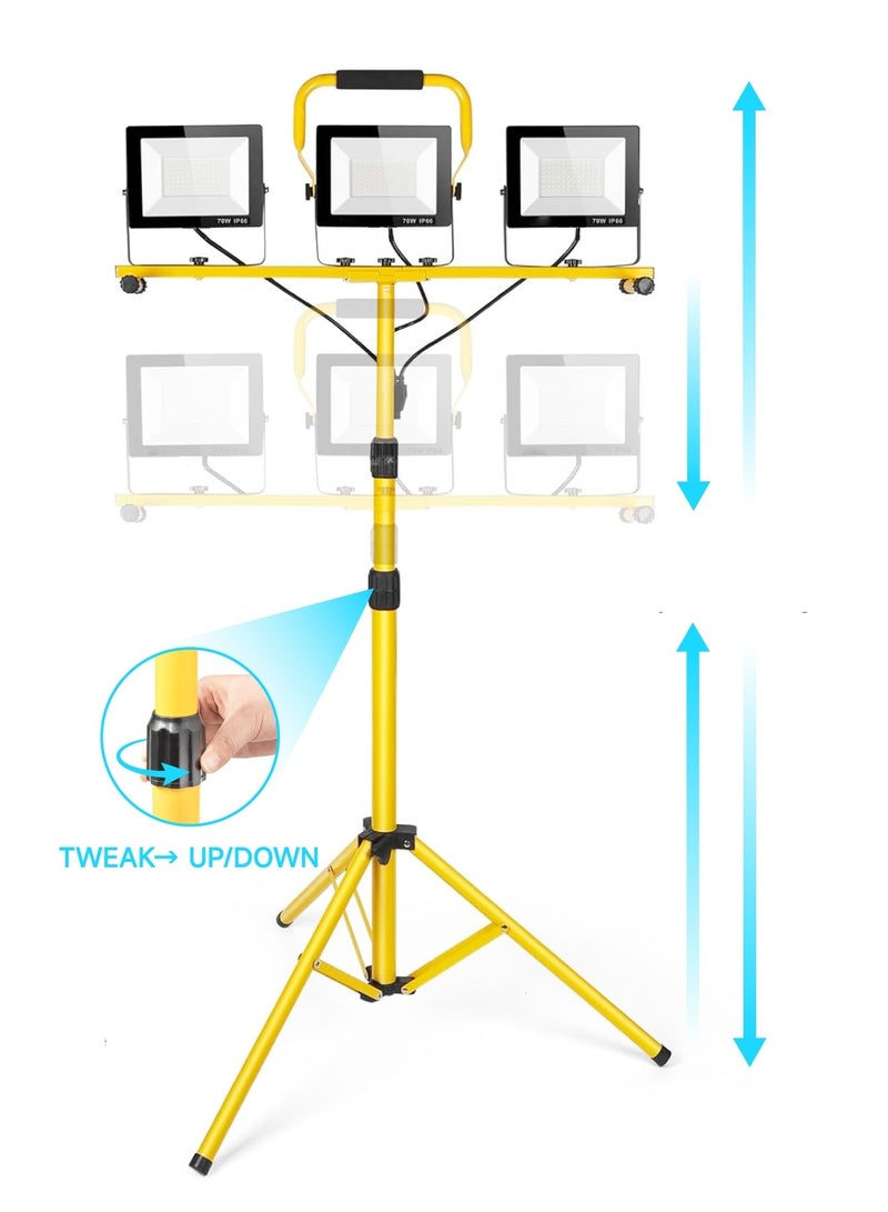 AL-WAHA AL-ZHABIA 3X70W Outdoor Work Light, 210W LED Rotating Flood Light IP66 - 20000LM Desert-Proof Aluminum Spotlight for Construction (Saudi Arabia) - Image 3