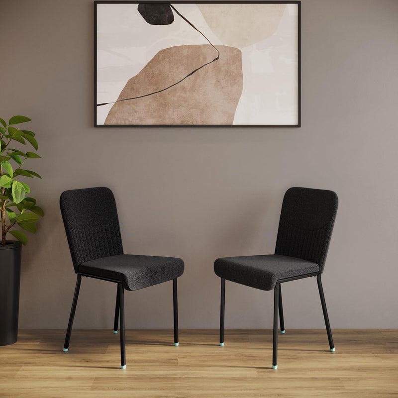 GODREJ INTERIO GODREJ INTERIO Dining Chairs Ellie Fabric Dining Chair 1Year Warranty Black Set of 2