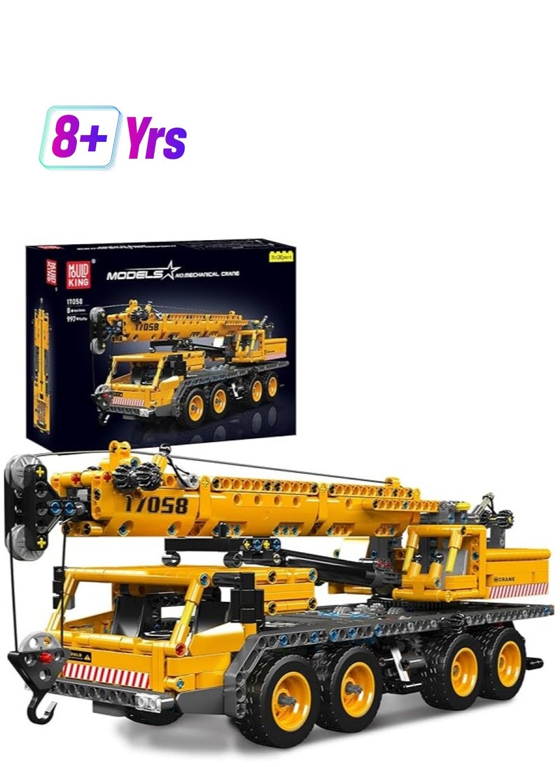 mould king 17058 Toy car crane, technic  road crane building sets,app/ Remote-controlled truck crane Toy,Engineering vehicleToys building kit ，Suitable for Children's Day/birthday gifts，8+  (997 PCS)  - Image 1
