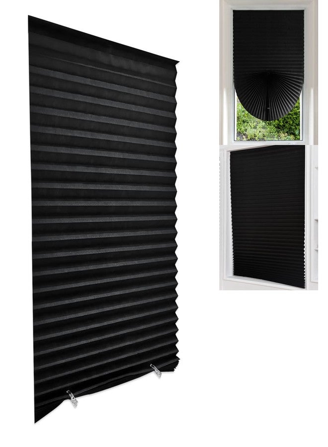 Jlong Blackout Blinds for Windows Cordless Blinds Temporary Shades Blinds No Drill Mini Blinds Black Out Blinds for Window of Bedroom,Bathroom,Kitchen Office (Black-high Shading, 35.4 * 59"(90 * 150cm)) - Image 1