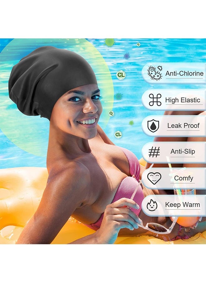 Garlo Extra Large Swim Cap for Braids and Dreadlocks, Silicone Swimming Caps for Long Hair, Weaves, Extensions, Curls & Afros, Waterproof Adult Swim Hats Bathing Caps for Women Men  - Image 5