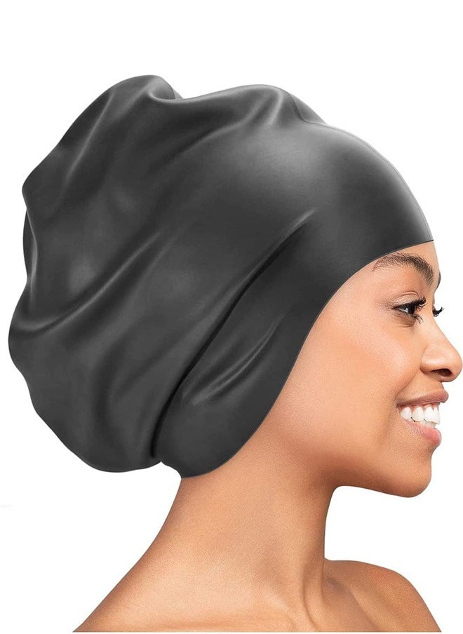 Garlo Extra Large Swim Cap for Braids and Dreadlocks, Silicone Swimming Caps for Long Hair, Weaves, Extensions, Curls & Afros, Waterproof Adult Swim Hats Bathing Caps for Women Men  - Image 1