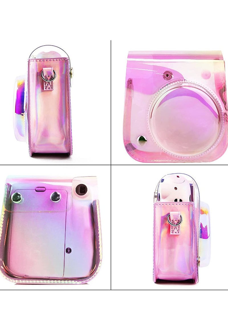Trendy and Durable PU Leather Camera Bag for Instax Mini 11 9 8 with Adjustable Strap and Unique Transparent Color Design - Image 4