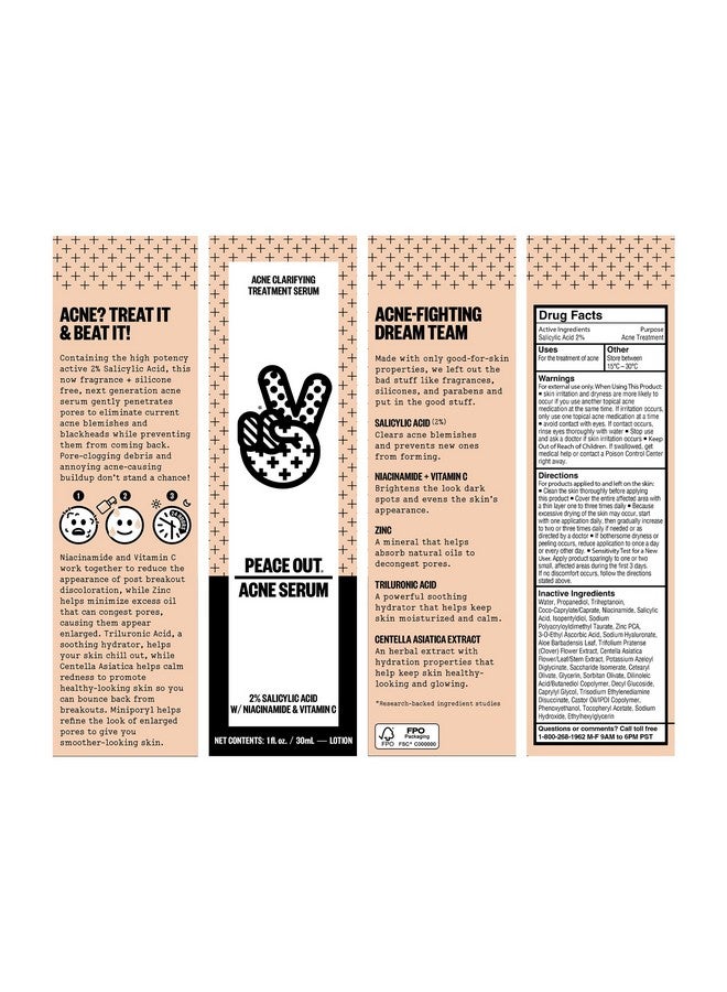 Peace Out Skincare Acne Serum. Daily Multi-Benefit Face Serum with 2% Salicylic Acid to Target Pimples, Zits, Blemishes and Breakouts, For Clearer-Looking Skin 1 fl oz - Image 2
