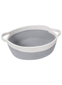 Goodpick Small Woven Basket, Storage Basket With Handles, Empty Baskets For Gifts, Woven Basket For Toys, Baby Laundry, Diapers, Towels, Snacks, Dog Toy Basket, Easter Basket, 12"X 8" X 5", Gray  - Image 1