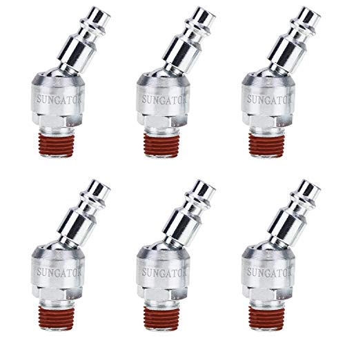 SUNGATOR 6-Pack 1/4 Inch Swivel Air Tool Fittings, 360° Rotatable 1/4'' Industrial Plugs, 1/4'' MNPT Swivel Air Compressor Hose Fittings, Quick Connect Male NPT Plug Hose Connectors - Image 1