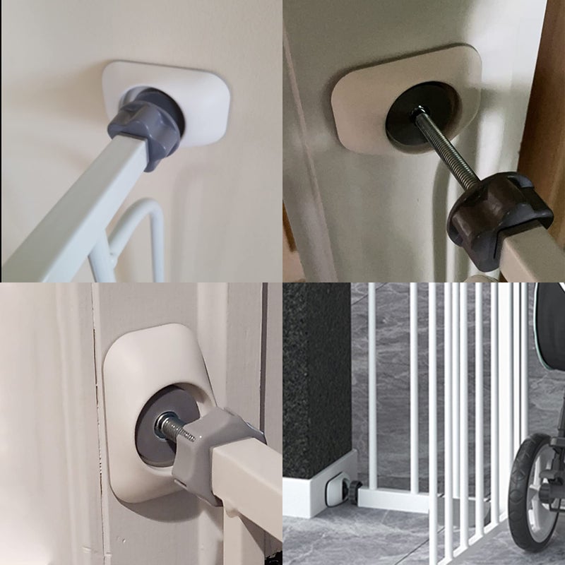 vmaisi Baby Gate Extender Extention-4 Pack M8 (8MM) Baby and Pet Safety Stair Gate Threaded Spindle Rods Replacement Parts Bundle with Wall Protector (Round-White-4 Pack) - Image 5