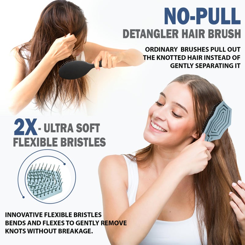 Fiora Naturals Hair Detangling Brush -100% Bio-Friendly Hair Detangler Brush w/Ultra-soft Bristles- Glide Through Tangles with Ease - For Curly, Fine, Women, Men, Kids, Toddlers, Wet and Dry Hair - Image 2