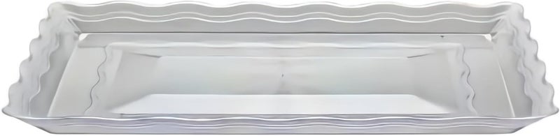 Kingzak Premium Heavy Weight Clear Plastic Wave Serving Tray  12 x 13 1 Pc  Elegant and Durable  Perfect for Parties Dinners and Special Events  - Image 1