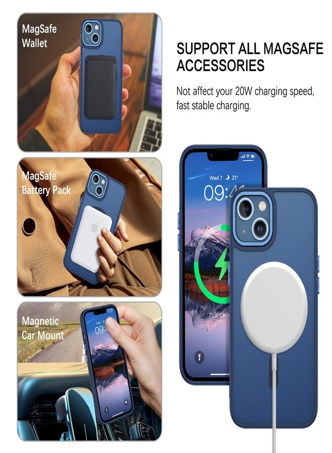 بنتوبين جراب مغناطيسي من بينتوبين لهاتف آيفون 13 [متوافق مع ماج سيف]، جراب هاتف شفاف غير لامع، نحيف، مغناطيسي، مقاوم للصدمات، مناسب للرجال والنساء والفتيات والفتيان، غطاء حماية لهاتف آيفون 13 مقاس 6.1 بوصة، لون أزرق داكن - Image 2