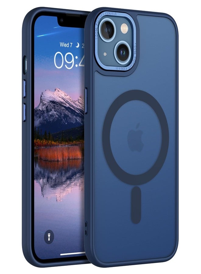 بنتوبين جراب مغناطيسي من بينتوبين لهاتف آيفون 13 [متوافق مع ماج سيف]، جراب هاتف شفاف غير لامع، نحيف، مغناطيسي، مقاوم للصدمات، مناسب للرجال والنساء والفتيات والفتيان، غطاء حماية لهاتف آيفون 13 مقاس 6.1 بوصة، لون أزرق داكن - Image 1