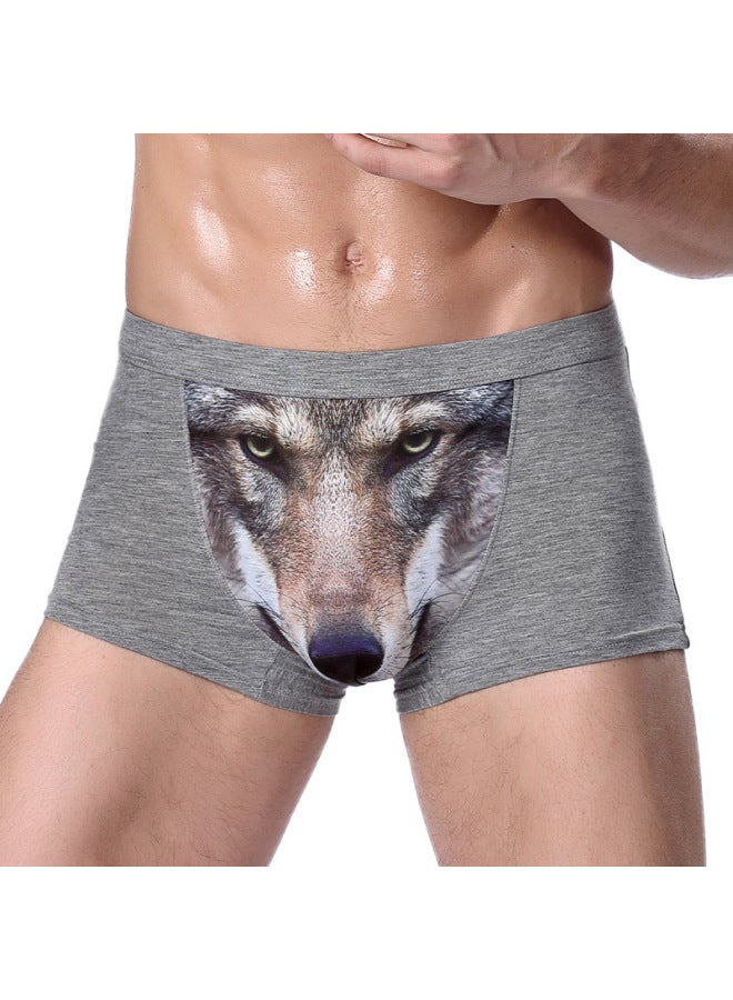 Men’s 3D Printed Boxer Briefs – Wolf & Eagle Head Design, Breathable Stretch Cotton Underwear, Comfortable Fashion Boxers for Daily Wear, Wholesale & Dropshipping - Image 1