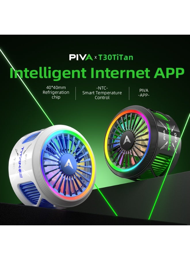 PIVA Titan T300 45W Magnetic Tablet and iPad Cooling Fan with Ring Light, Intelligent NTC Temperature Control, TEC Cooling Technology for Fast and Wide Cooling, App Control for Gaming, White - Image 2