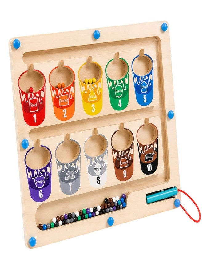 MARA BOMMAI MAR BOMMAI Wooden Magnetic Color Sorting Board for Kids, Montessori Counting & Matching Maze Game with Magnetic Pen, Educational Learning Toy for Color Recognition and Number Skills, Age 3+ - Image 1