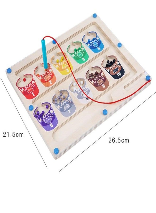 MARA BOMMAI MAR BOMMAI Wooden Magnetic Color Sorting Board for Kids, Montessori Counting & Matching Maze Game with Magnetic Pen, Educational Learning Toy for Color Recognition and Number Skills, Age 3+ - Image 5
