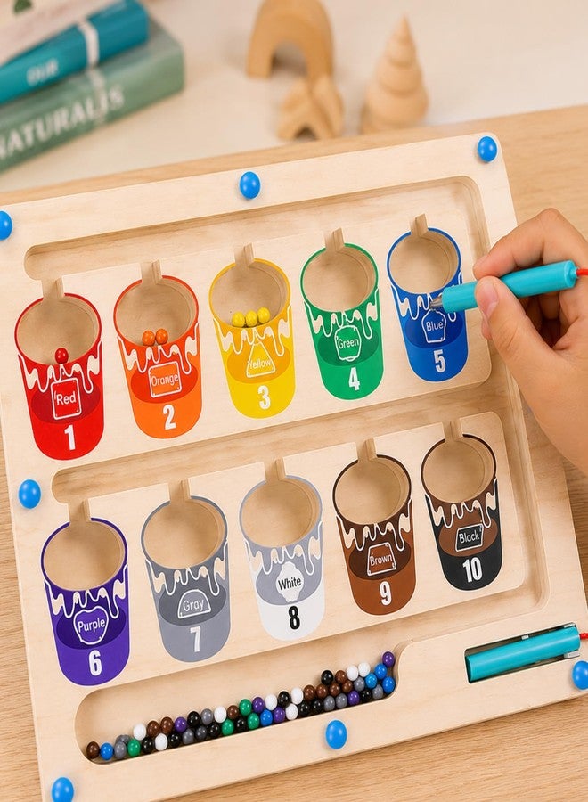 MARA BOMMAI MAR BOMMAI Wooden Magnetic Color Sorting Board for Kids, Montessori Counting & Matching Maze Game with Magnetic Pen, Educational Learning Toy for Color Recognition and Number Skills, Age 3+ - Image 4