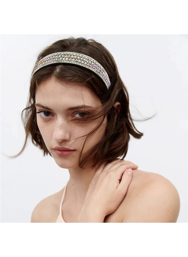 YISSION 2 PCS Rhinestone Headbands for Women, Glitter Crystal Headband Fashion Jeweled Headbands for Girls, Gorgeous Hair Accessories for Women Silver A/B Rhinestone - Image 2