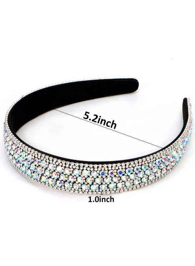 YISSION 2 PCS Rhinestone Headbands for Women, Glitter Crystal Headband Fashion Jeweled Headbands for Girls, Gorgeous Hair Accessories for Women Silver A/B Rhinestone - Image 5