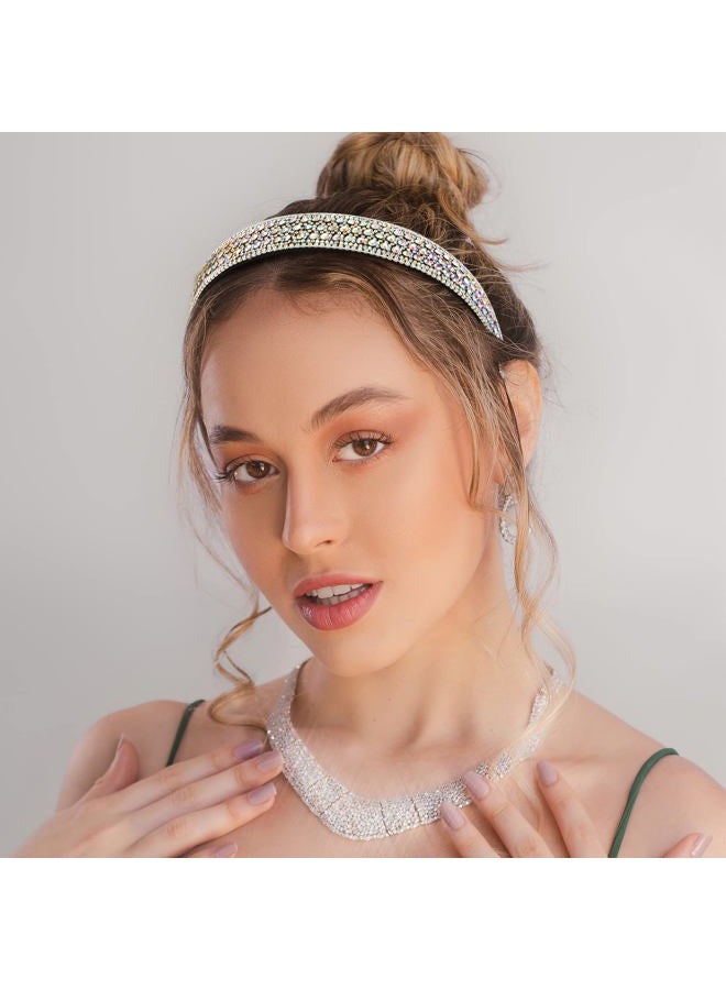 YISSION 2 PCS Rhinestone Headbands for Women, Glitter Crystal Headband Fashion Jeweled Headbands for Girls, Gorgeous Hair Accessories for Women Silver A/B Rhinestone - Image 4