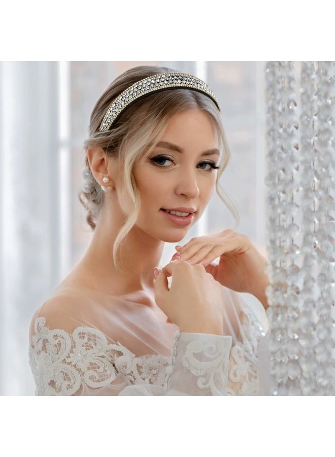 YISSION 2 PCS Rhinestone Headbands for Women, Glitter Crystal Headband Fashion Jeweled Headbands for Girls, Gorgeous Hair Accessories for Women Silver A/B Rhinestone - Image 3