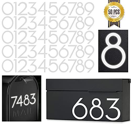 OLADOT 2 inch Reflective Mailbox Numbers Sticker (0-9, 5 Sets) Modern Number Vinyl Waterproof Number Self Adhesive Sticker for Signs, Door, Cars, Trucks, Home, Address Number - Image 1