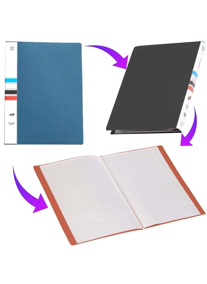 TULMAN 2 Pack 20 Pockets Bound A4 Size Presentation Display Book Portfolio File Folder Presentation Binders with Plastic Clear Sleeves Document Organizer for School Office (Assorted Color)